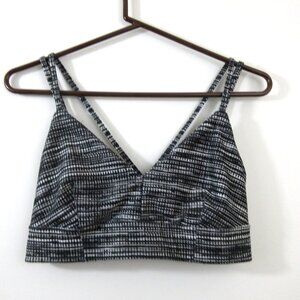 Joy Lab Womens Sports Bra Large Criss Cross Back Dbl Strap Black White Geometric